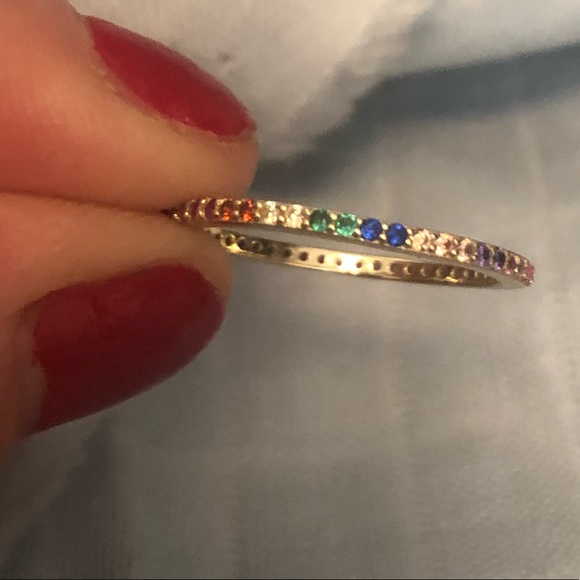 Bauble bar rainbow CZ eternity band stacking ring - Picture 2 of 8